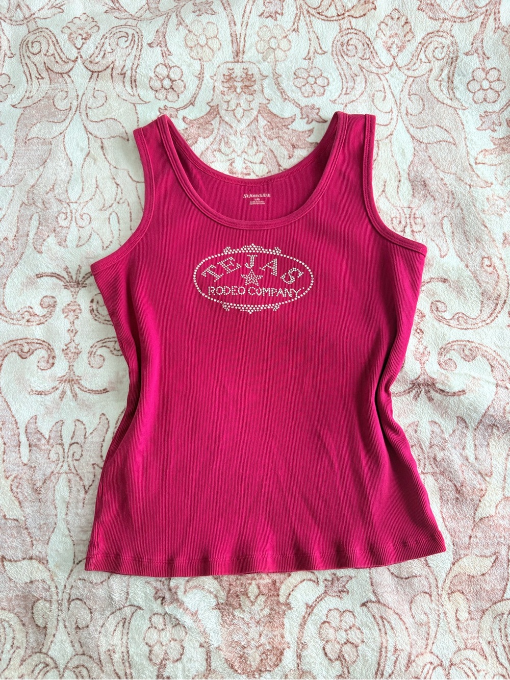 St. John's Bay Hot Pink Rhinestone Logo Tank Top